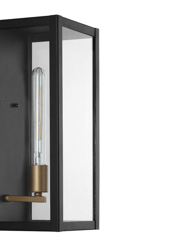 Berlin Iron/Glass Modern Industrial LED Outdoor Lantern - JONATHAN Y
